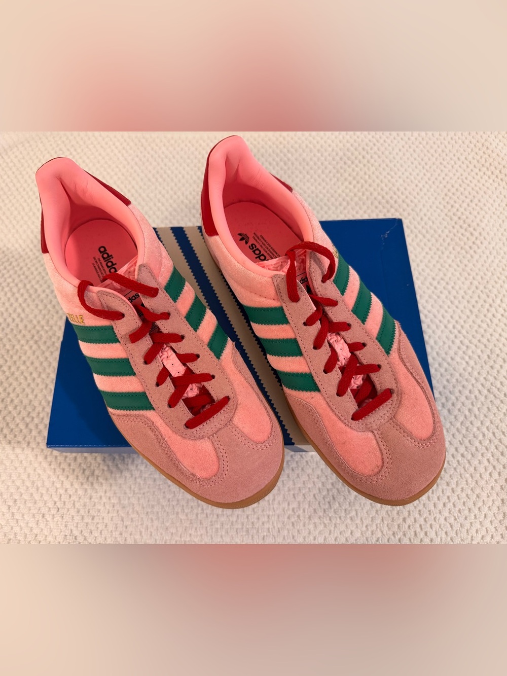 adidas Women’s Pink & Green Gazelle Suede Sneakers